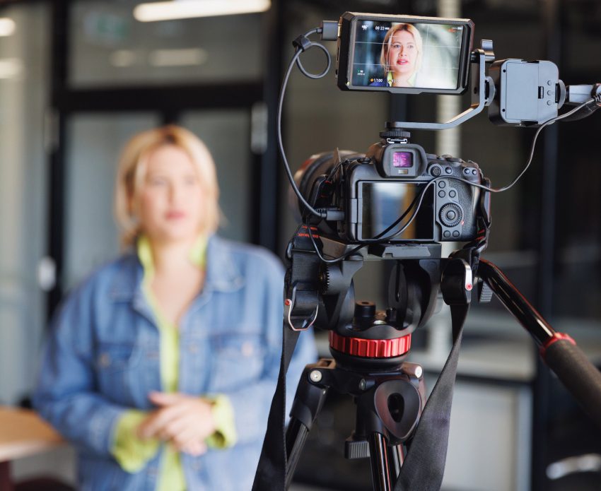 Person being recorded by a camera setup.